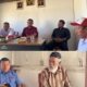 PJ Kepala Desa Tikong, Husdin Lakilo S.Pd. di dampigi ketua BPD Tikong, Ketua BPD Nunu, Sekertaris Desa Tikong bersama Bpk. Abang dan saudaranya di Kantor Desa Tikong ssaat Forum Mediasi Masalah Tanah anatara Hj Siti Ania dan Keluarga Mendiang La Dahuna berlangsung di kantor Desa Tikong. (Foto/Tajuksatu.id)